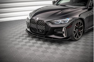 Street Pro Front Splitter + Flaps BMW 4 M-Pack / M440i G22 / G23 / G22 Facelift / G23 Facelift - Black + Gloss Flaps