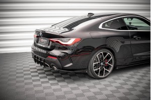 Street Pro Rear Side Splitters + Flaps BMW 4 M-Pack G22 / G23 / G22 Facelift / G23 Facelift - Black + Gloss Flaps