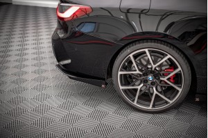 Street Pro Rear Side Splitters + Flaps BMW 4 M-Pack G22 / G23 / G22 Facelift / G23 Facelift - Black + Gloss Flaps