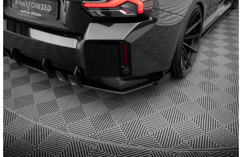 Street Pro Rear Side Splitters V.1 + Flaps BMW M2 G87 - Black + Gloss Flaps