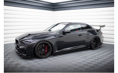 Street Pro Side Skirts Diffusers V.1 + Flaps BMW M2 G87 - Black + Gloss Flaps    