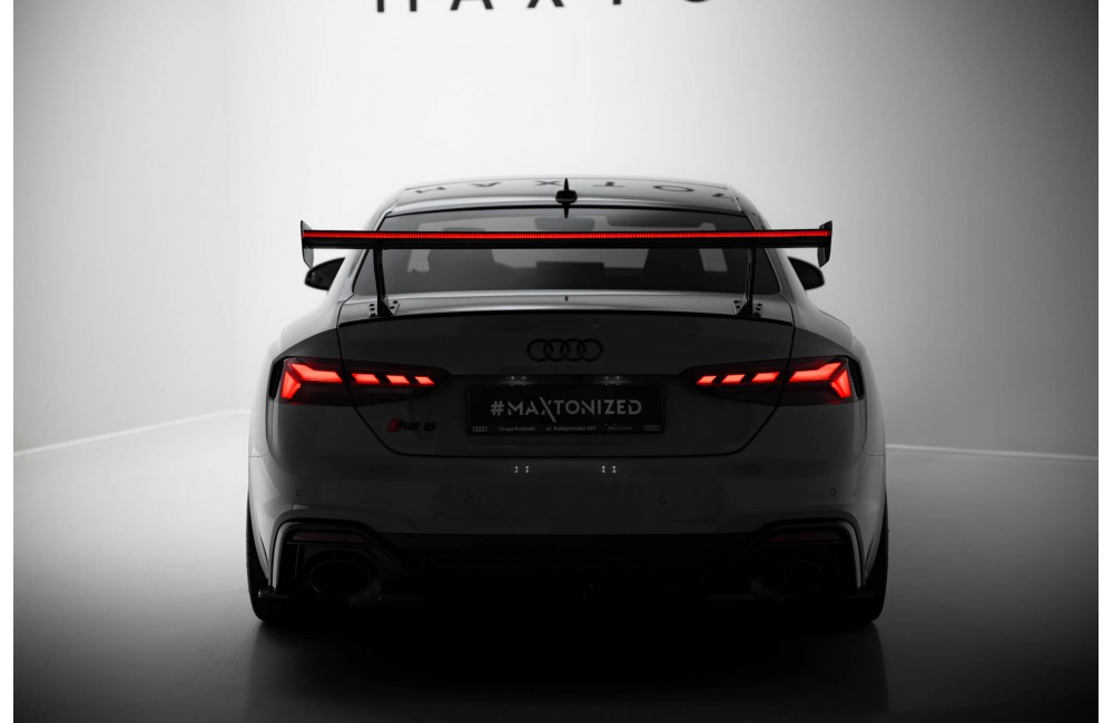 Carbon Spoiler With External Brackets Uprights V.1 + LED Audi A5 / A5 S-Line / S5 / RS5 Coupe F5 / F5 Facelift Carbon Spoiler With External Brackets Uprights V.1 + LED Audi A5 / A5 S-Line / S5 / RS5 Coupe F5 / F5 Facelift