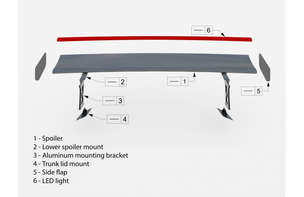 Carbon Fiber Spoiler With External Brackets Uprights +LED light BMW M2 G87 / M240i / 2 M-Pack / 2 Standard G42 Carbon Fiber Spoiler With External Brackets Uprights +LED light BMW M2 G87 / M240i / 2 M-Pack / 2 Standard G42