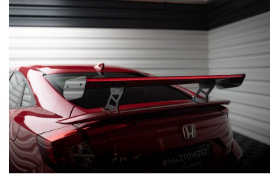 Carbon Spoiler With Internal Brackets Uprights + LED Honda Civic SI Mk10