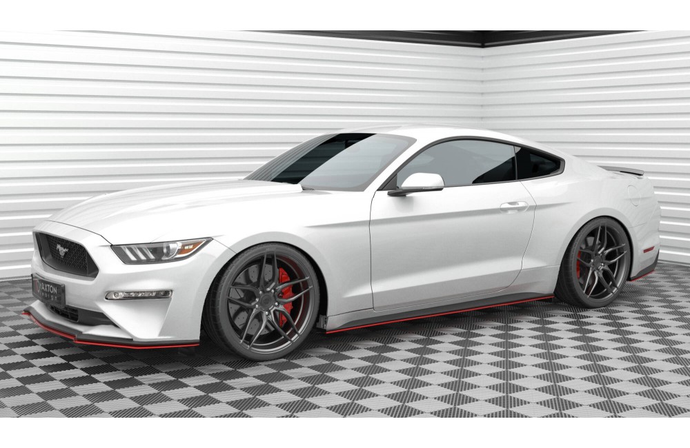 Side Skirts Diffusers V.2 Ford Mustang Mk6 Facelift - RED Side Skirts Diffusers V.2 Ford Mustang Mk6 Facelift - RED