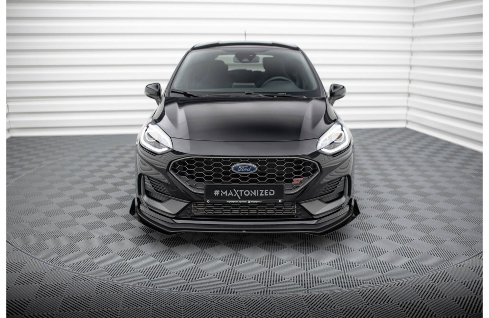 Street Pro Front Splitter + Flaps Ford Fiesta ST Mk8 Facelift - Black + Gloss Flaps