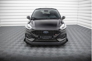 Street Pro Front Splitter + Flaps Ford Fiesta ST Mk8 Facelift - Black + Gloss Flaps