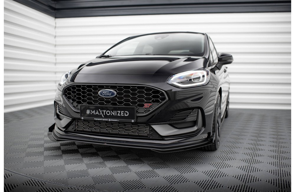 Street Pro Front Splitter + Flaps Ford Fiesta ST Mk8 Facelift - Black + Gloss Flaps