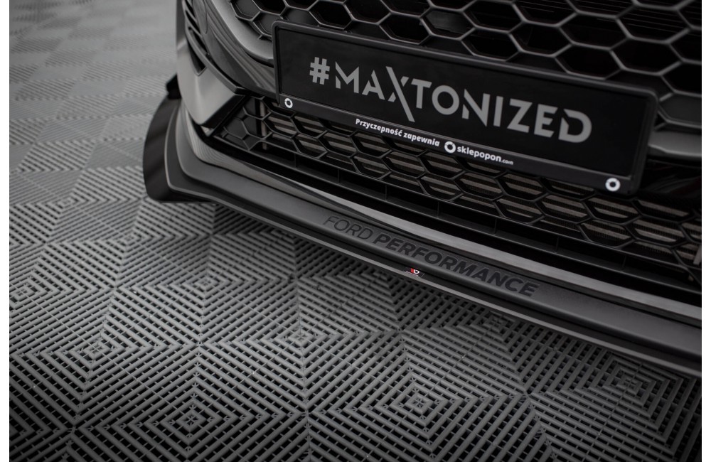 Street Pro Front Splitter + Flaps Ford Fiesta ST Mk8 Facelift - Black + Gloss Flaps