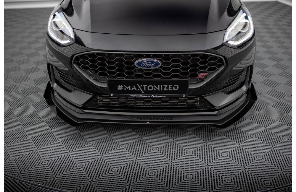 Street Pro Front Splitter + Flaps Ford Fiesta ST Mk8 Facelift - Black + Gloss Flaps