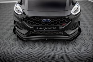 Street Pro Front Splitter + Flaps Ford Fiesta ST Mk8 Facelift - Black + Gloss Flaps