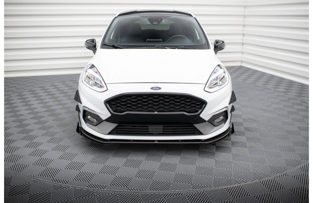 Street Pro Front Splitter + Flaps Ford Fiesta Mk8 ST / ST-Line - Black + Gloss Flaps
