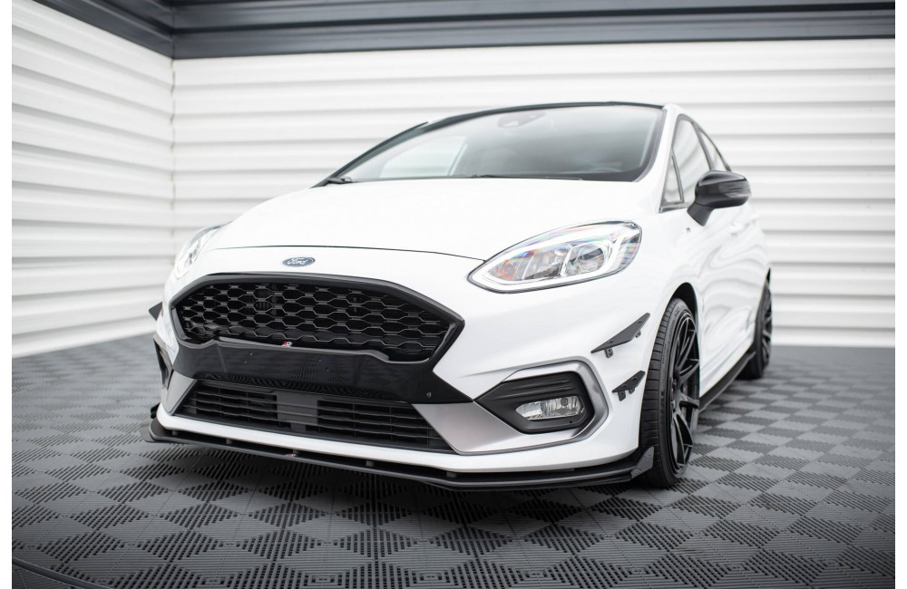 Street Pro Front Splitter + Flaps Ford Fiesta Mk8 ST / ST-Line - Black + Gloss Flaps