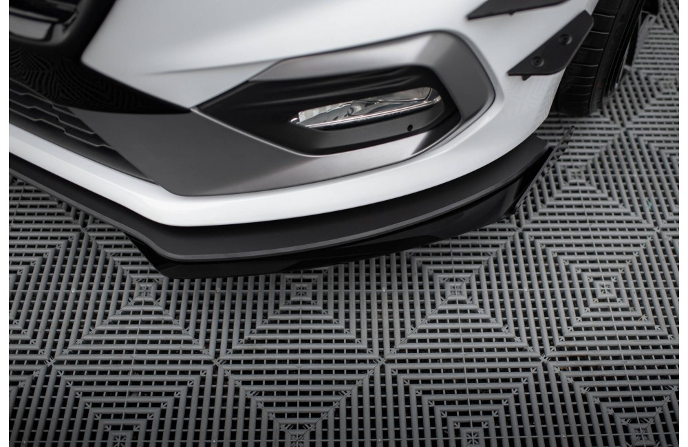 Street Pro Front Splitter + Flaps Ford Fiesta Mk8 ST / ST-Line - Black + Gloss Flaps