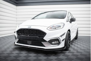 Street Pro Front Splitter + Flaps Ford Fiesta Mk8 ST / ST-Line - Black + Gloss Flaps