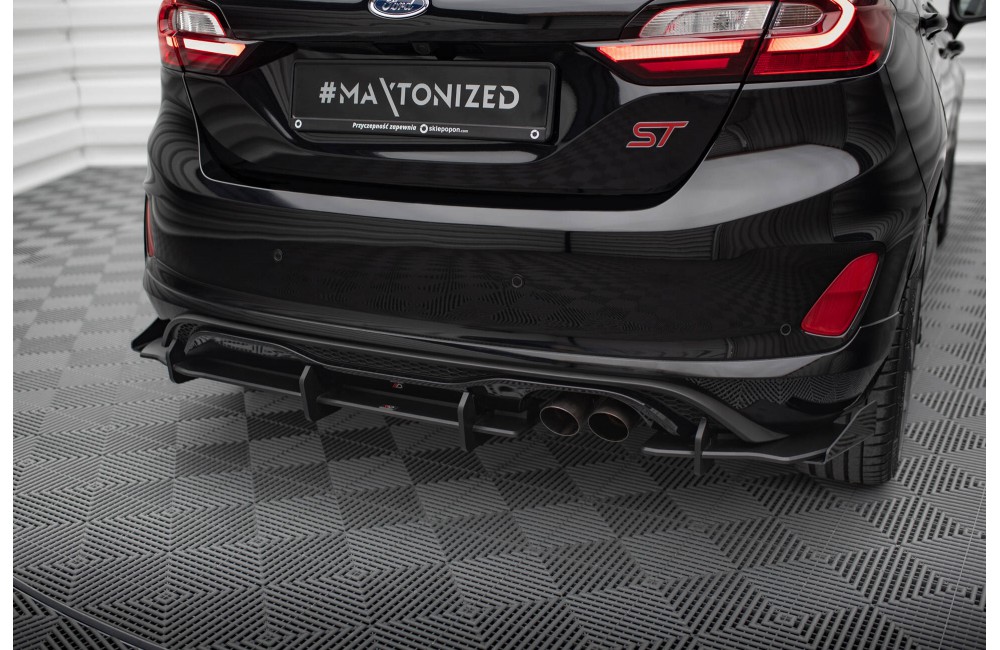 Street Pro Rear Valance + Flaps Ford Fiesta Mk8 ST - Black + Gloss Flaps Street Pro Rear Valance + Flaps Ford Fiesta Mk8 ST - Black + Gloss Flaps