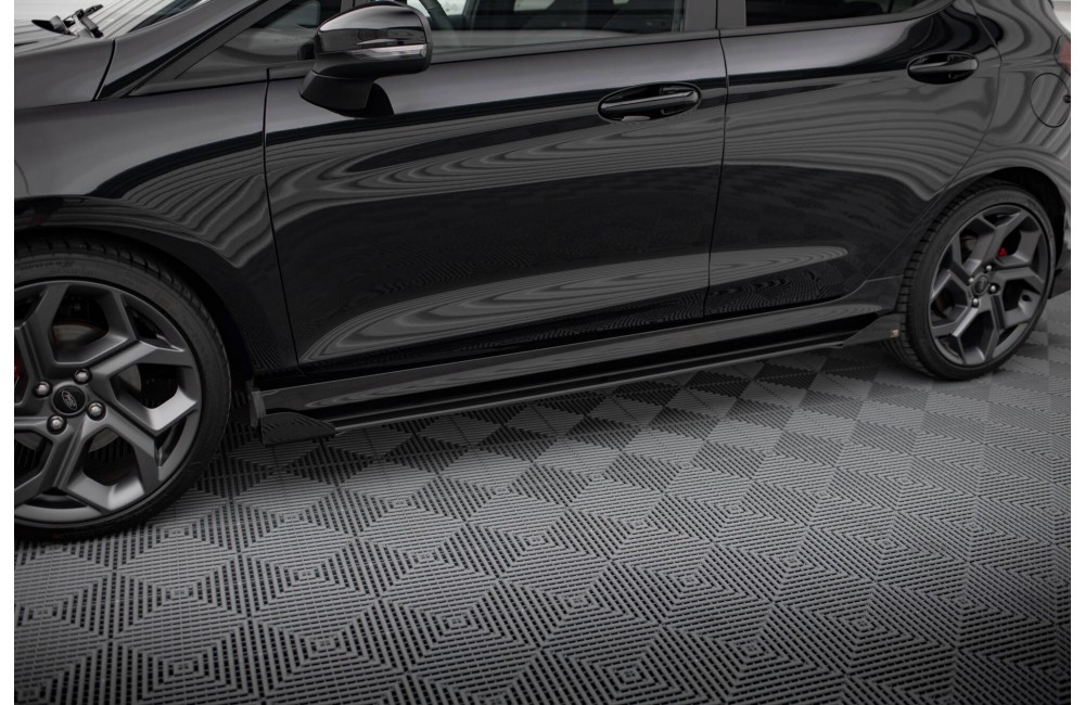 Street Pro Side Skirts Diffusers + Flaps Ford Fiesta ST / ST-Line Mk8 - Black + Gloss Flaps Street Pro Side Skirts Diffusers + Flaps Ford Fiesta ST / ST-Line Mk8 - Black + Gloss Flaps