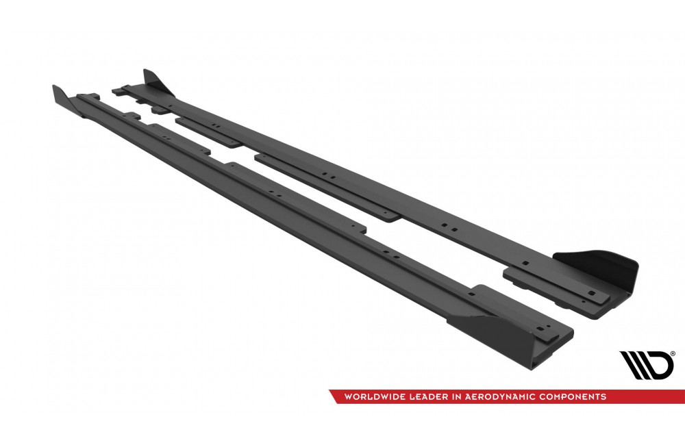 Street Pro Side Skirts Diffusers + Flaps Ford Fiesta ST / ST-Line Mk8 - Black + Gloss Flaps Street Pro Side Skirts Diffusers + Flaps Ford Fiesta ST / ST-Line Mk8 - Black + Gloss Flaps