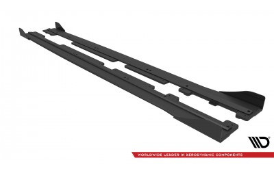 Street Pro Side Skirts Diffusers + Flaps Ford Fiesta  ST / ST-Line Mk8 - Black + Gloss Flaps    