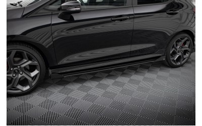 Street Pro Side Skirts Diffusers + Flaps Ford Fiesta  ST / ST-Line Mk8 - Black + Gloss Flaps    