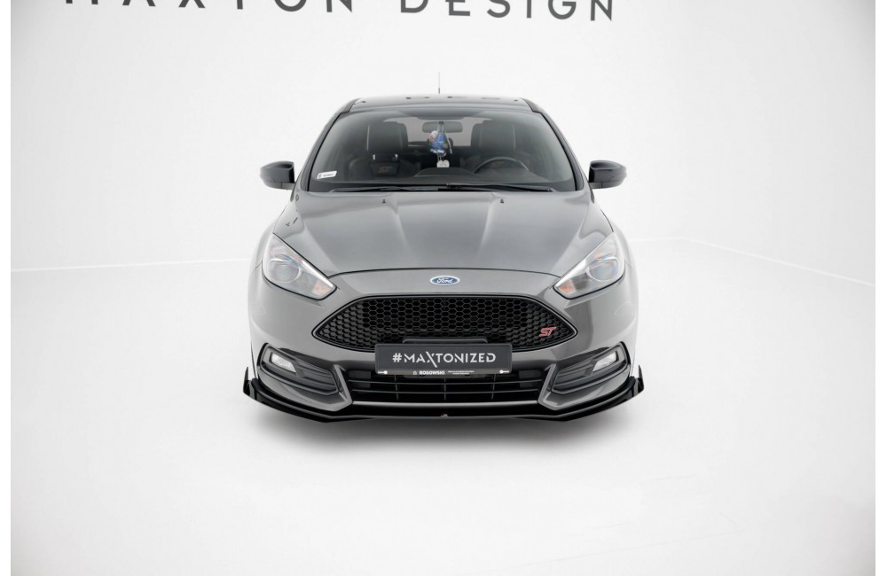 Street Pro Front Splitter + Flaps Ford Focus ST Mk3 Facelift - Black + Gloss Flaps