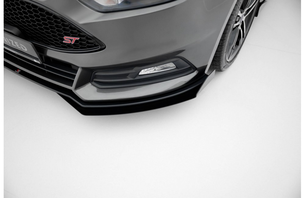Street Pro Front Splitter + Flaps Ford Focus ST Mk3 Facelift - Black + Gloss Flaps