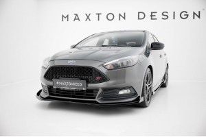 Street Pro Front Splitter + Flaps Ford Focus ST Mk3 Facelift - Black + Gloss Flaps