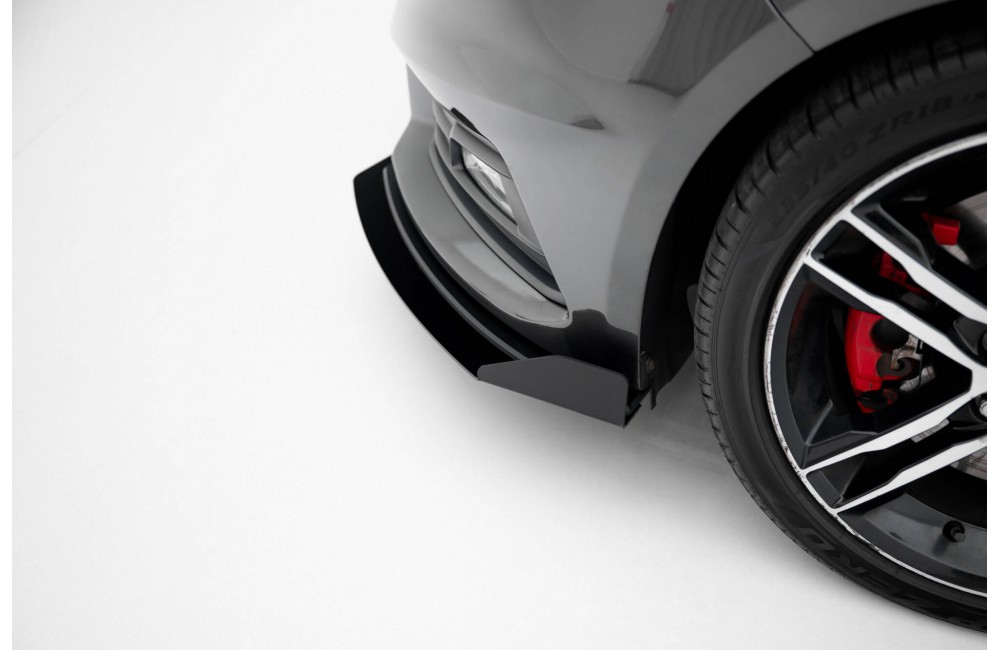 Street Pro Front Splitter + Flaps Ford Focus ST Mk3 Facelift - Black + Gloss Flaps