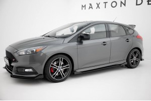 Street Pro Side Skirts Diffusers + Flaps Ford Focus ST Mk3 Facelift - Black + Gloss Flaps