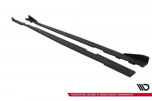 Street Pro Side Skirts Diffusers + Flaps Ford Focus ST Mk3 Facelift - Black + Gloss Flaps