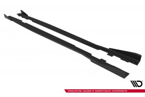Street Pro Side Skirts Diffusers + Flaps Ford Focus ST Mk3 Facelift - Black + Gloss Flaps