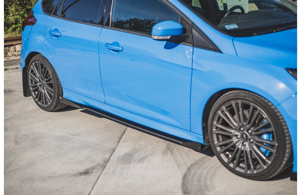 Street Pro Side Skirts Diffusers + Flaps Ford Focus RS Mk3 - Black + Gloss Flaps
