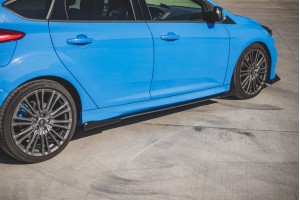 Street Pro Side Skirts Diffusers + Flaps Ford Focus RS Mk3 - Black + Gloss Flaps