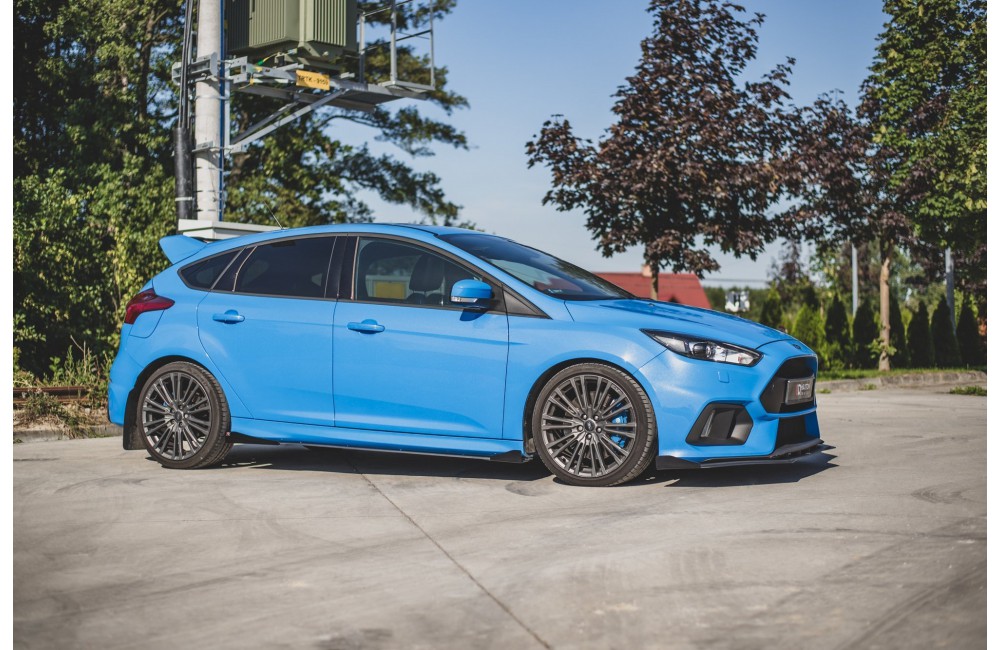 Street Pro Side Skirts Diffusers + Flaps Ford Focus RS Mk3 - Black + Gloss Flaps