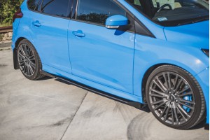 Street Pro Side Skirts Diffusers + Flaps Ford Focus RS Mk3 - Black + Gloss Flaps