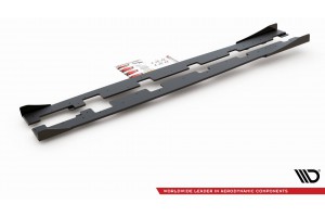 Street Pro Side Skirts Diffusers + Flaps Ford Focus RS Mk3 - Black + Gloss Flaps