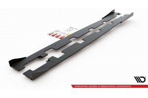 Street Pro Side Skirts Diffusers + Flaps Ford Focus RS Mk3 - Black + Gloss Flaps