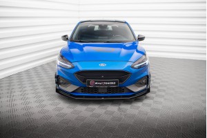 Street Pro Front Splitter + Flaps Ford Focus ST / ST-Line Mk4 - Black + Gloss Flaps