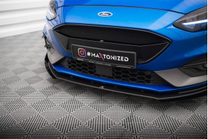 Street Pro Front Splitter + Flaps Ford Focus ST / ST-Line Mk4 - Black + Gloss Flaps