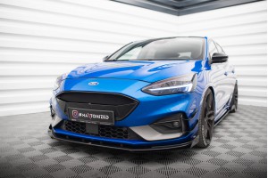 Street Pro Front Splitter + Flaps Ford Focus ST / ST-Line Mk4 - Black + Gloss Flaps