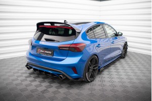 Street Pro Rear Side Splitters + Flaps Ford Focus ST Mk4 - Black + Gloss Flaps