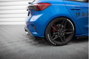 Street Pro Rear Side Splitters + Flaps Ford Focus ST Mk4 - Black + Gloss Flaps