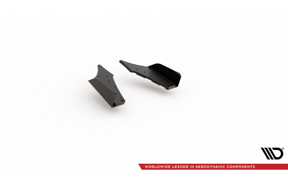 Street Pro Rear Side Splitters + Flaps Ford Focus ST Mk4 - Black + Gloss Flaps