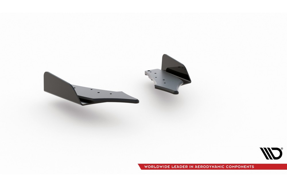 Street Pro Rear Side Splitters + Flaps Ford Focus ST Mk4 - Black + Gloss Flaps