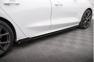 Street Pro Side Skirts Diffusers + Flaps Ford Focus ST / ST-Line Mk4 - Black + Gloss Flaps