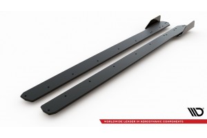 Street Pro Side Skirts Diffusers + Flaps Ford Focus ST / ST-Line Mk4 - Black + Gloss Flaps