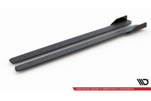 Street Pro Side Skirts Diffusers + Flaps Ford Focus ST / ST-Line Mk4 - Black + Gloss Flaps