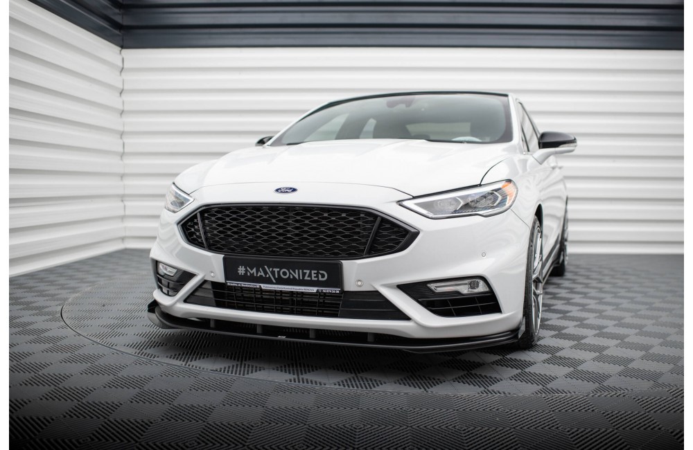 Street Pro Front Splitter + Flaps Ford Mondeo Sport Mk5 Facelift / Fusion Sport Mk2 Facelift - Black + Gloss Flaps
