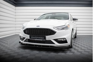 Street Pro Front Splitter + Flaps Ford Mondeo Sport Mk5 Facelift / Fusion Sport Mk2 Facelift - Black + Gloss Flaps