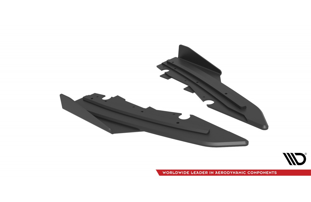 Street Pro Rear Side Splitters + Flaps Ford Mondeo Sport Mk5 Facelift / Fusion Sport Mk2 Facelift - Black + Gloss Flaps